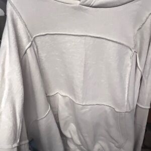 Aerie Cream Panel-Stitch Pullover Hoodie